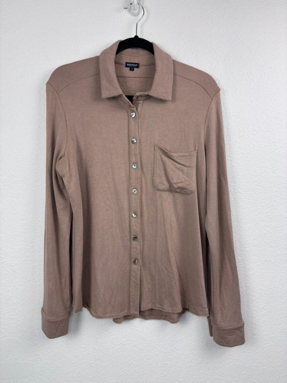 BleuSalt women's 3 large camel tan long sleeve button down boyfriend lagenlook